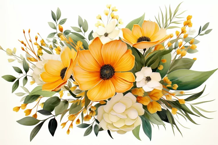 Watercolor Flowers Bouquets, illustration Background