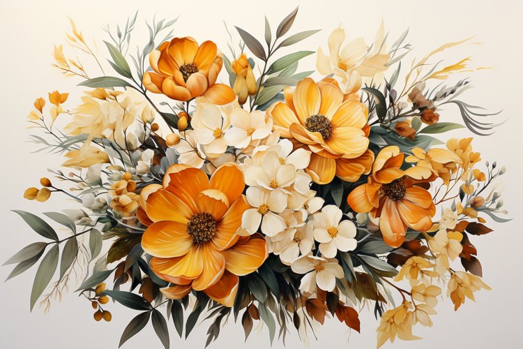 Watercolor Flowers Bouquets, illustration Background