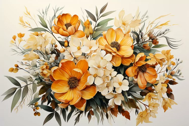 Watercolor Flowers Bouquets, illustration Background