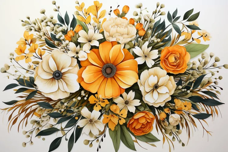 Watercolor Flowers Bouquets, illustration Background