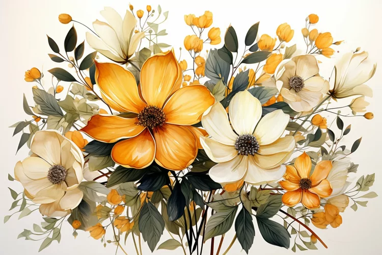 Watercolor Flowers Bouquets, illustration Background