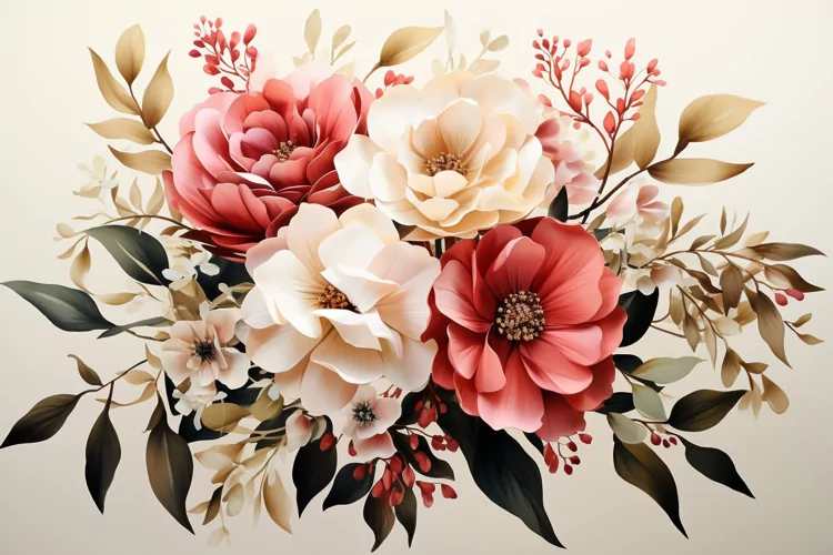 Watercolor Flowers Bouquets, illustration Background