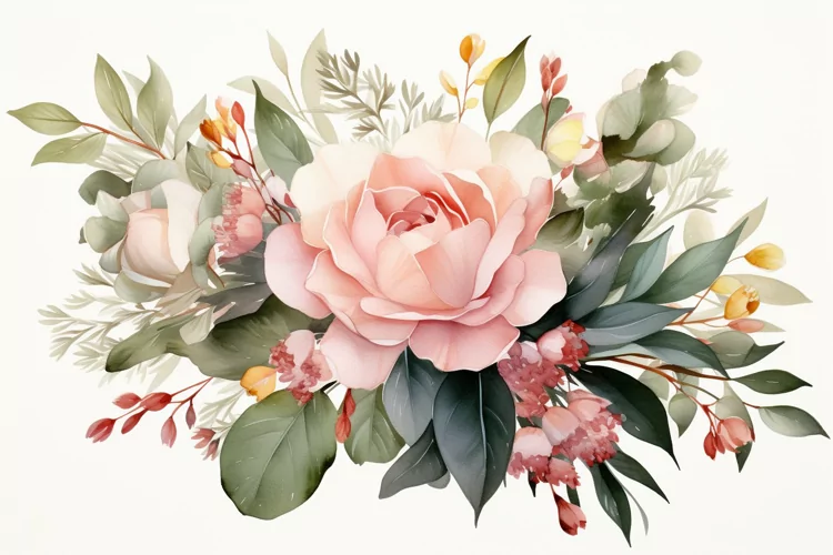 Watercolor Flowers Bouquets, illustration Background