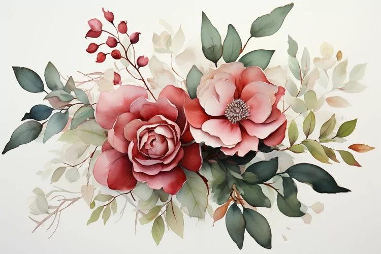 Watercolor Flowers Bouquets, illustration Background