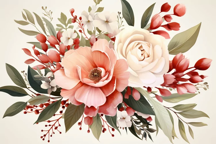 Watercolor Flowers Bouquets, illustration Background