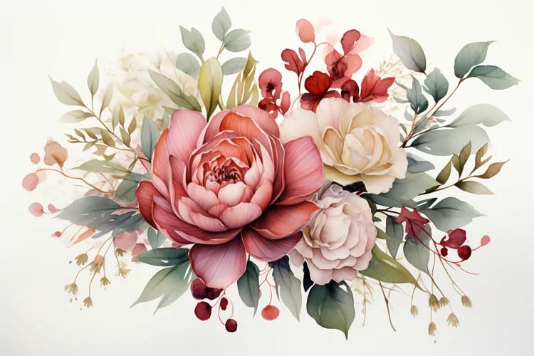 Watercolor Flowers Bouquets, illustration Background