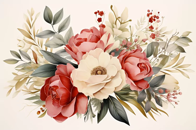 Watercolor Flowers Bouquets, illustration Background