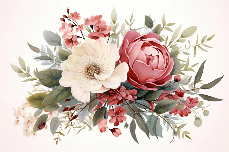 Watercolor Flowers Bouquets, illustration Background