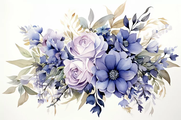 Watercolor Flowers Bouquets, illustration Background