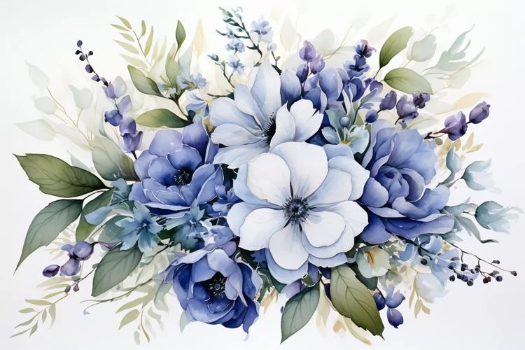 Watercolor Flowers Bouquets, illustration Background