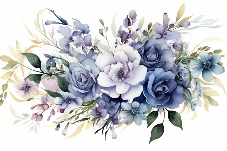Watercolor Flowers Bouquets, illustration Background