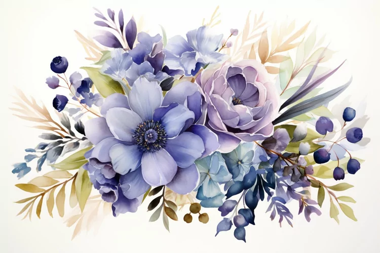 Watercolor Flowers Bouquets, illustration Background