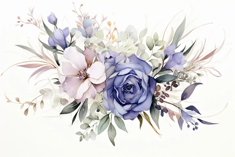 Watercolor Flowers Bouquets, illustration Background