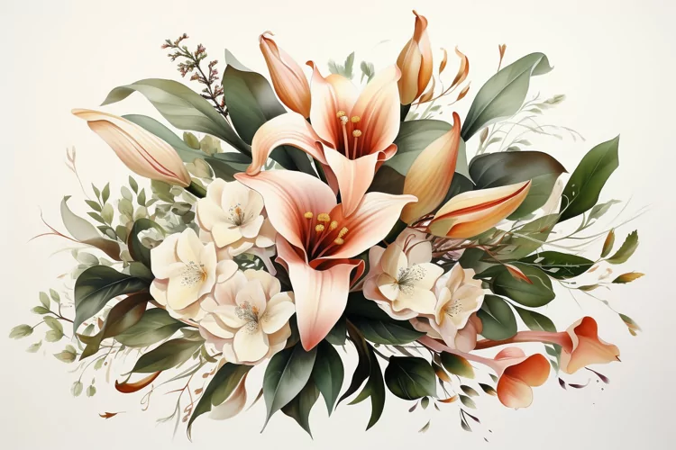 Watercolor Flowers Bouquets, illustration Background