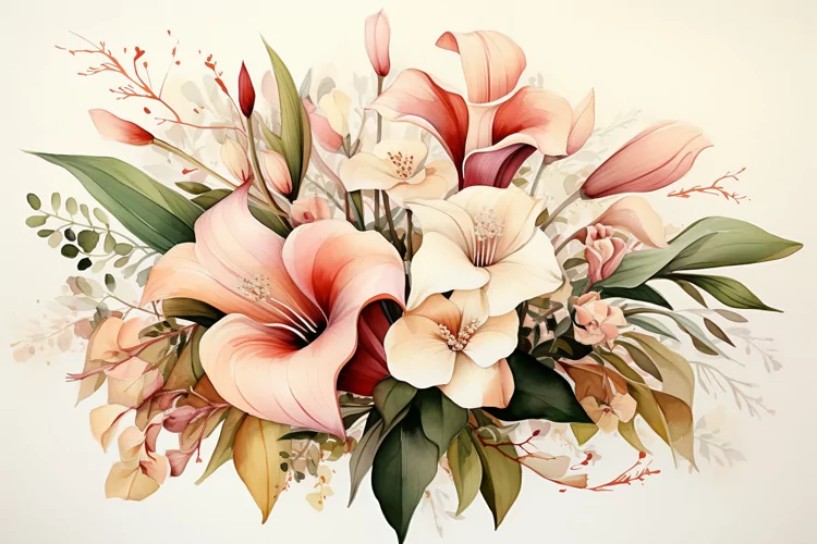 Watercolor Flowers Bouquets, illustration Background