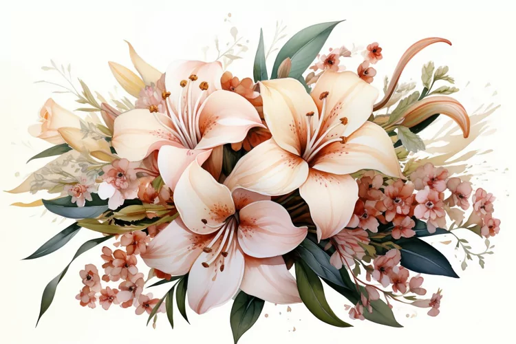 Watercolor Flowers Bouquets, illustration Background