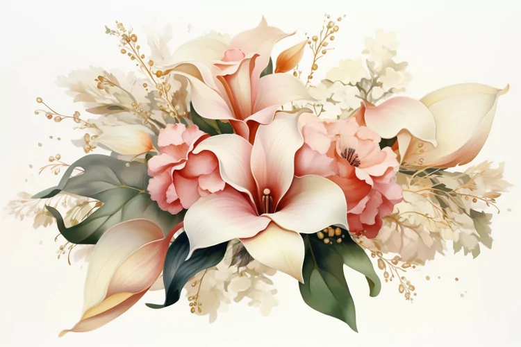 Watercolor Flowers Bouquets, illustration Background