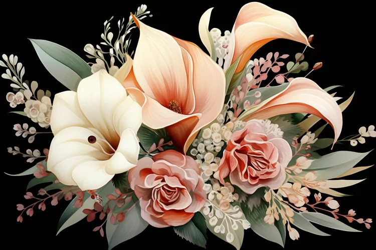 Watercolor Flowers Bouquets, illustration Background