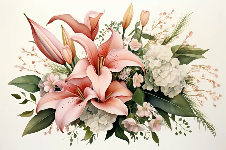 Watercolor Flowers Bouquets, illustration Background