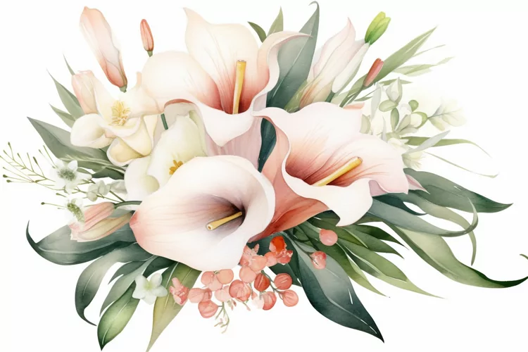 Watercolor Flowers Bouquets, illustration Background