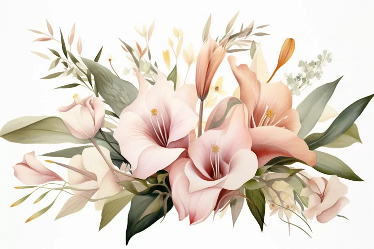 Watercolor Flowers Bouquets, illustration Background