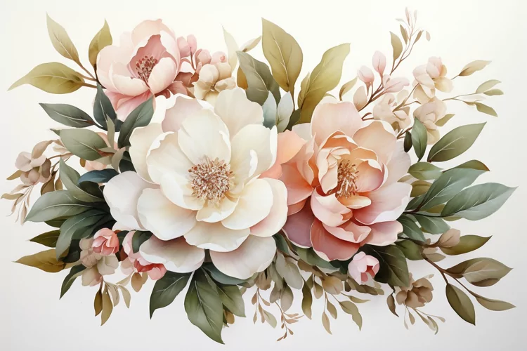Watercolor Flowers Bouquets, illustration Background