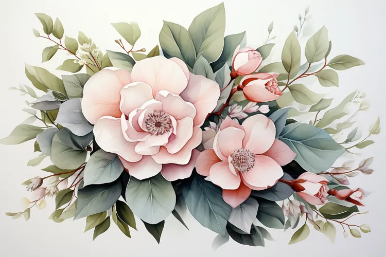 Watercolor Flowers Bouquets, illustration Background