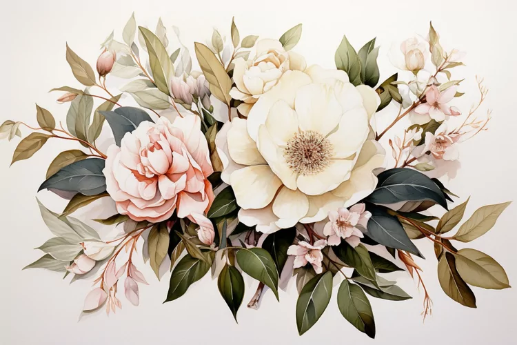 Watercolor Flowers Bouquets, illustration Background