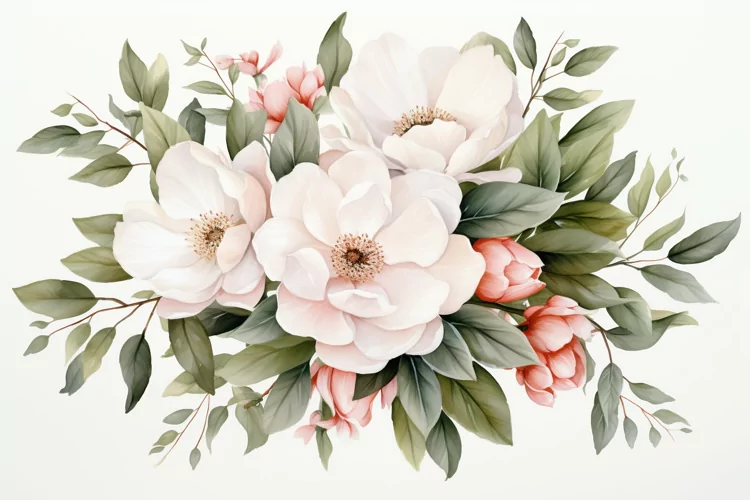 Watercolor Flowers Bouquets, illustration Background