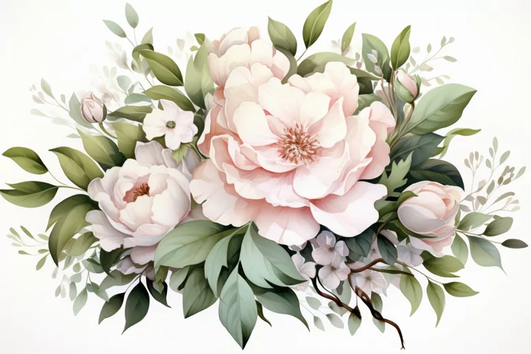 Watercolor Flowers Bouquets, illustration Background