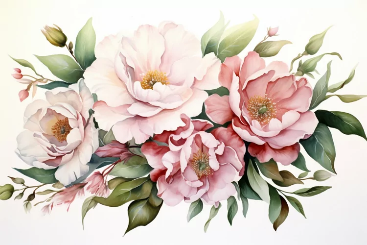 Watercolor Flowers Bouquets, illustration Background