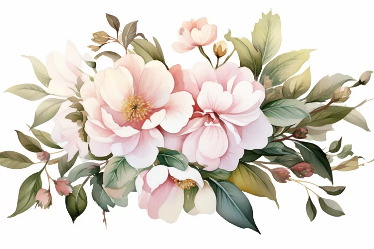 Watercolor Flowers Bouquets, illustration Background