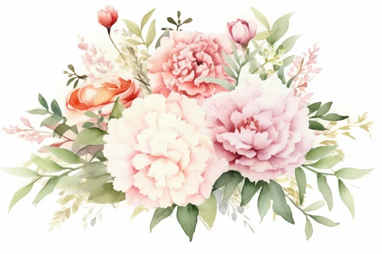 Watercolor Flowers Bouquets, illustration Background