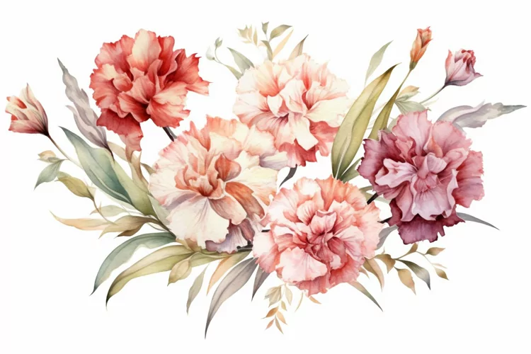 Watercolor Flowers Bouquets, illustration Background