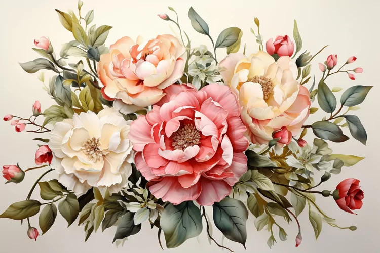 Watercolor Flowers Bouquets, illustration Background