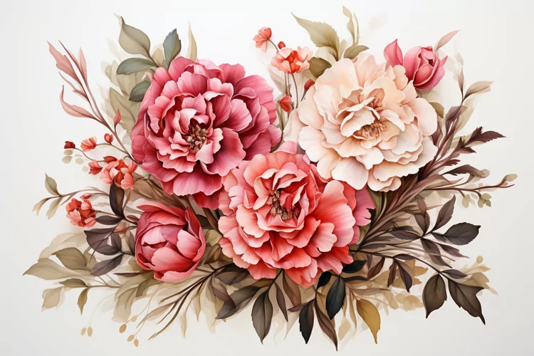 Watercolor Flowers Bouquets, illustration Background
