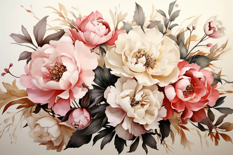 Watercolor Flowers Bouquets, illustration Background