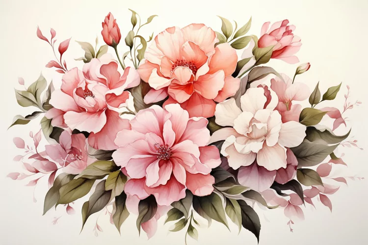 Watercolor Flowers Bouquets, illustration Background