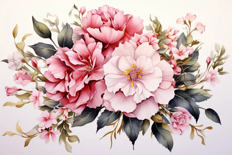 Watercolor Flowers Bouquets, illustration Background