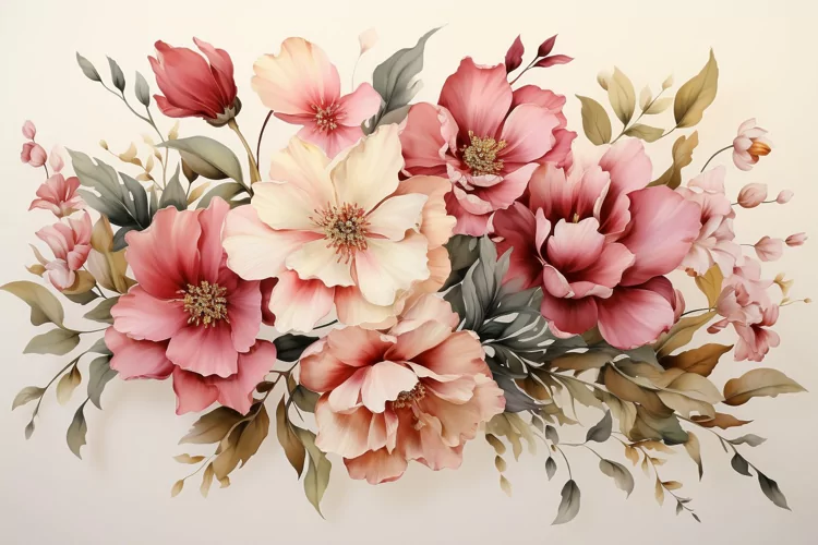 Watercolor Flowers Bouquets, illustration Background