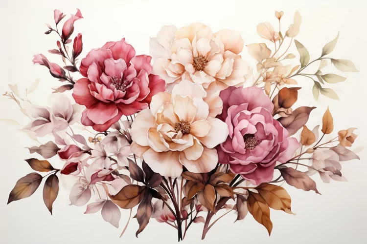Watercolor Flowers Bouquets, illustration Background