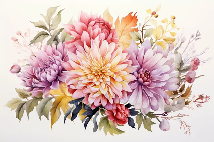 Watercolor Flowers Bouquets, illustration Background
