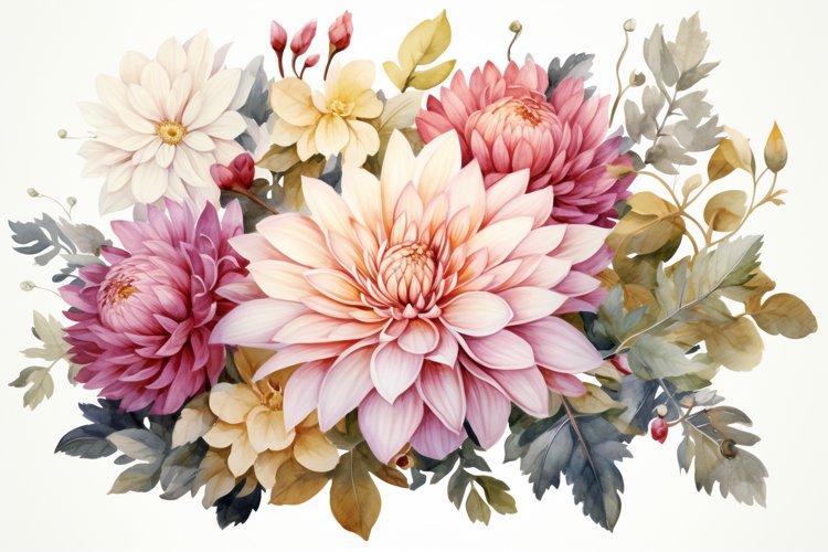 Watercolor Flowers Bouquets, illustration Background