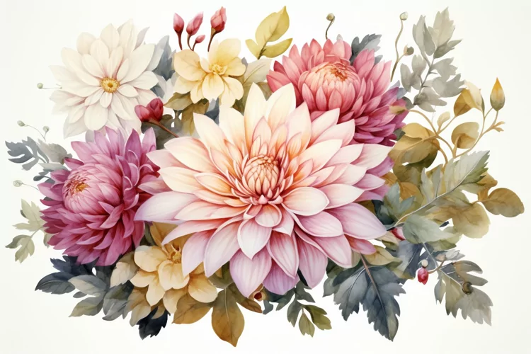 Watercolor Flowers Bouquets, illustration Background