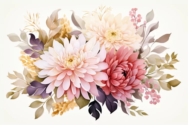 Watercolor Flowers Bouquets, illustration Background