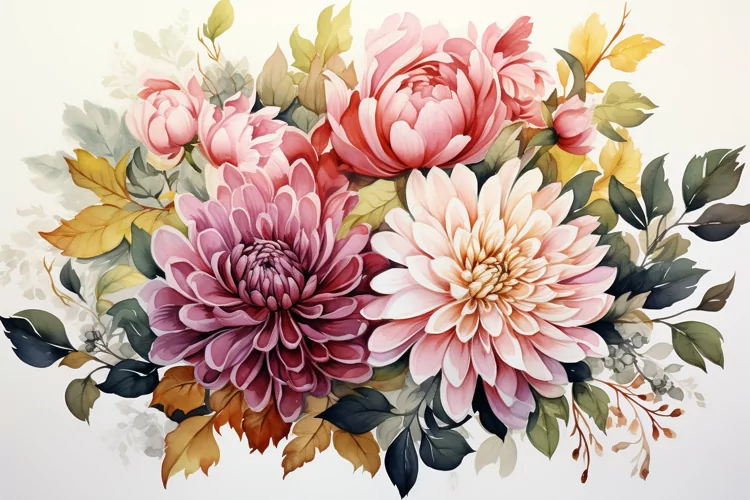 Watercolor Flowers Bouquets, illustration Background