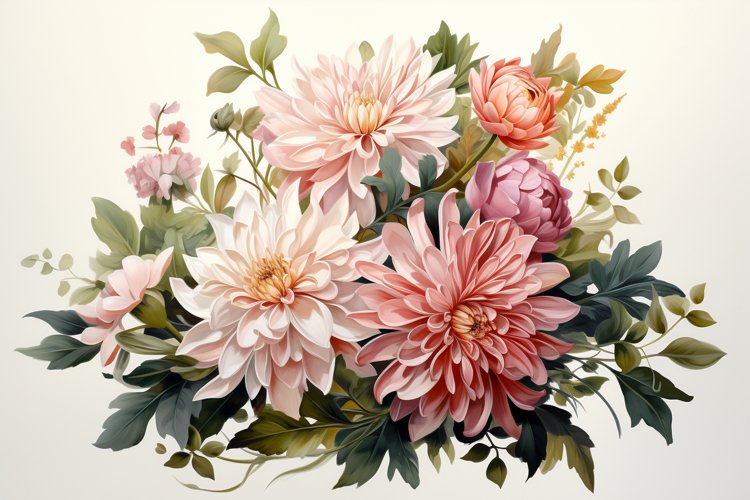 Watercolor Flowers Bouquets, illustration Background