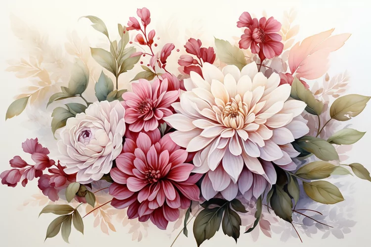 Watercolor Flowers Bouquets, illustration Background