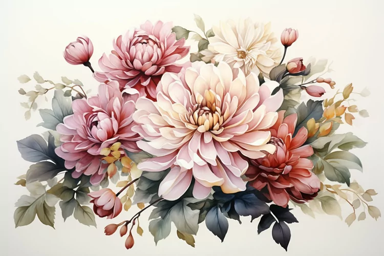 Watercolor Flowers Bouquets, illustration Background