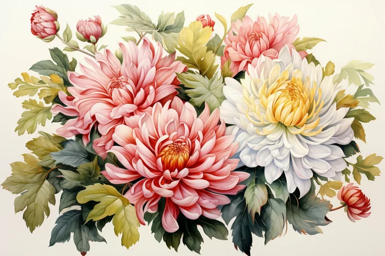 Watercolor Flowers Bouquets, illustration Background